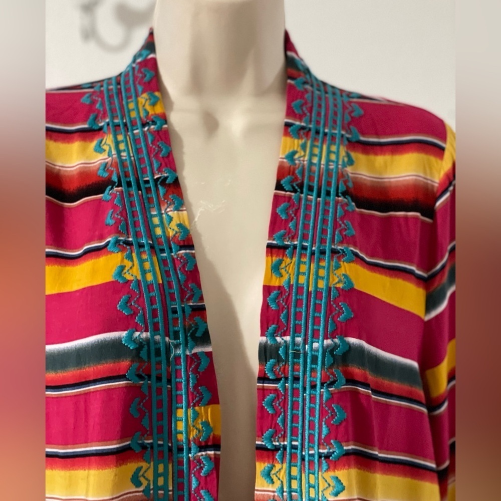 Andree By Unit Open Cardigan Western Boho Embroidery Size Large - Picture 4 of 12